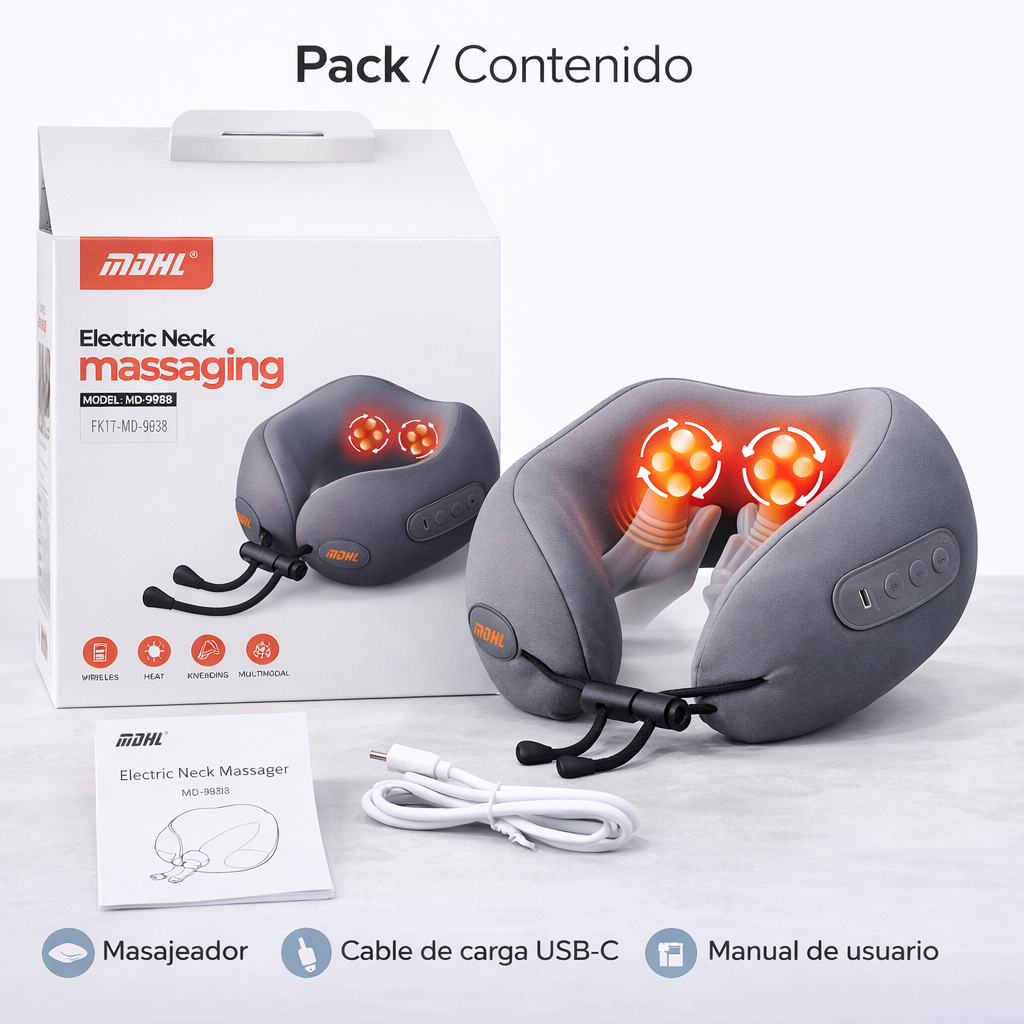 Masajeador térmico de cuello con calor y masaje profundo