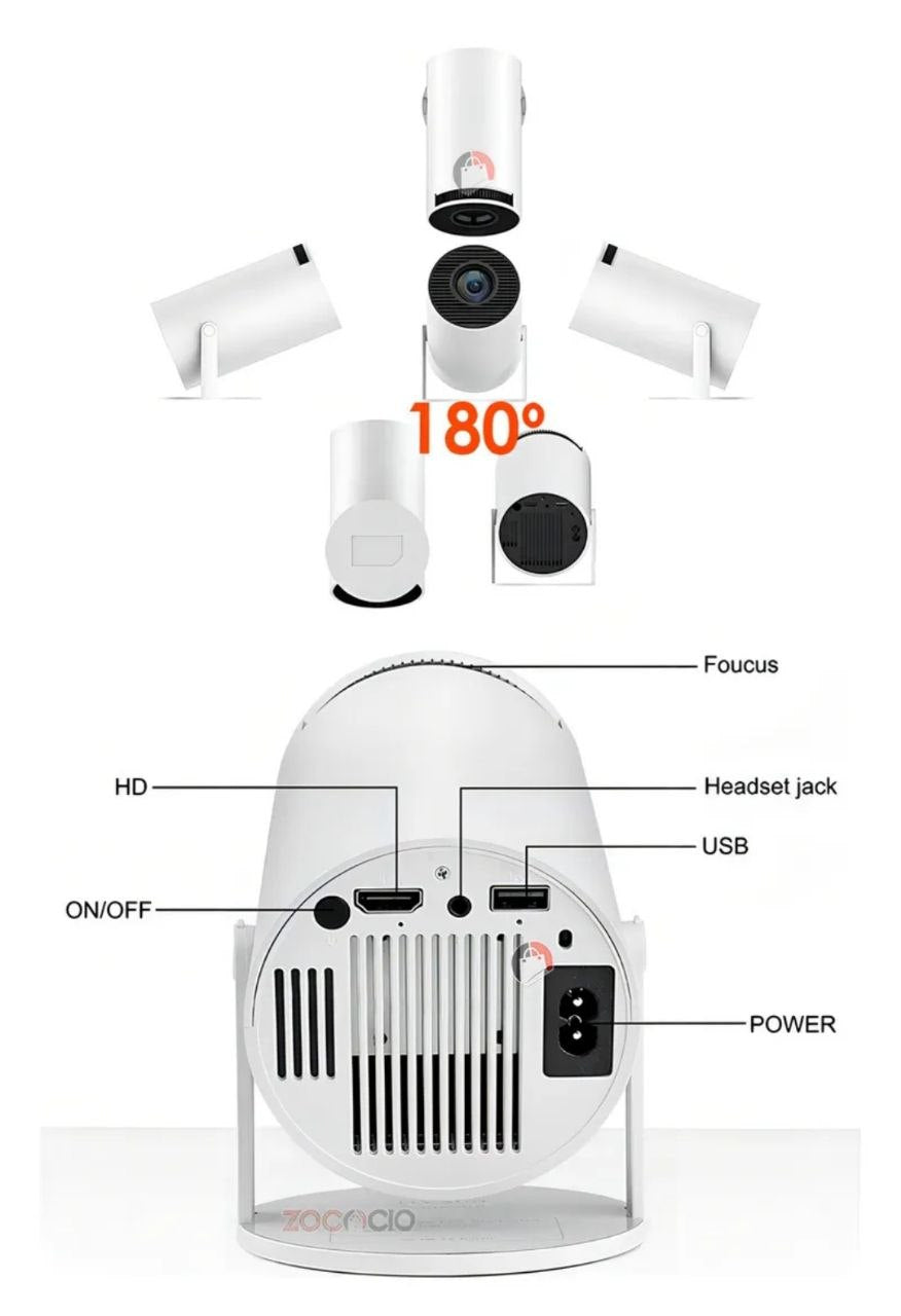 Proyector Smart HY300 - Cine Portátil HD 180°